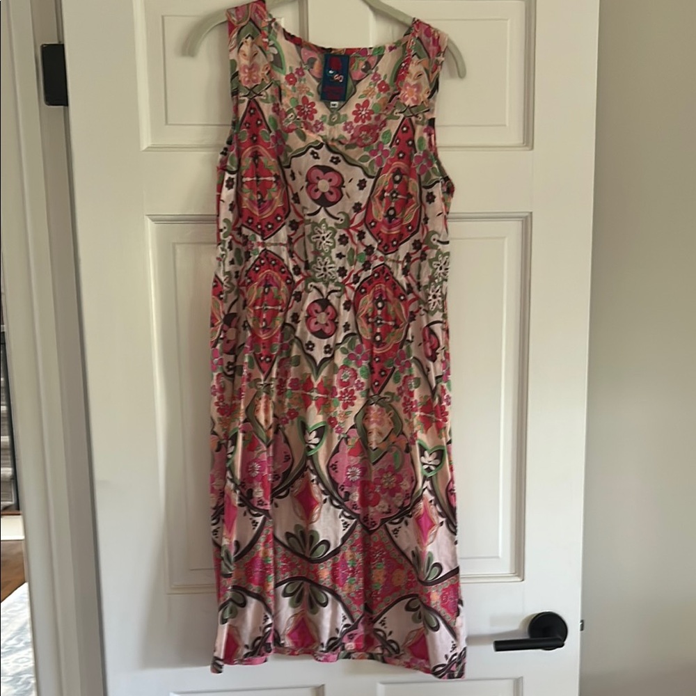 JOHNNY WAS Floral Pink Sleeveless summer shift Dress
